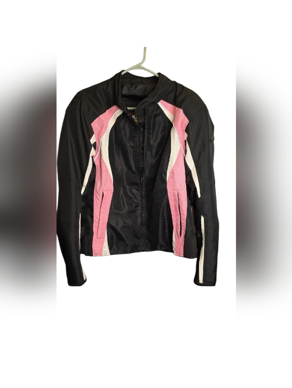 Women's Black & Pink Motorcycle Jacket - Lightweight Mesh Biker Girlie